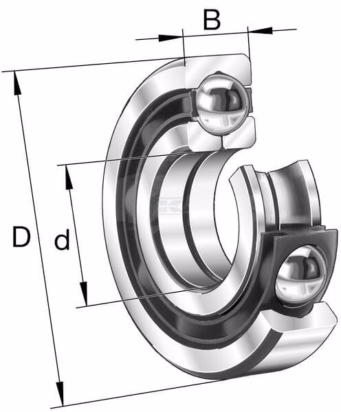 Angular contact ball bearing 45x100x25mm INA/FAG