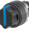 Selectores luminosos rotatorio, azul, 3 posiciones, Cam O, muelle con retorno desde derecha luminoso