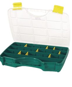 Caja de surtido con 26 compartimentos de polipropileno verde, 238 x 312 x 51 mm, nº 22-26, Tayg