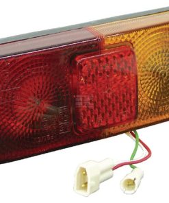 Luz trasera izda. rectangular, 12 V, rojo/ámbar, atornillable, 184 x 76 mm AMP enchufe, Cobo