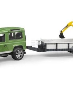 Land Rover con remolque y excavadora