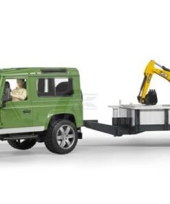 Land Rover con remolque y excavadora