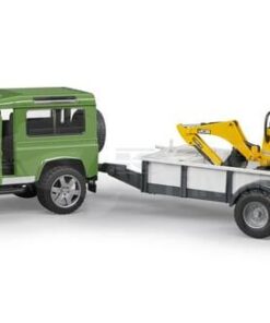 Land Rover con remolque y excavadora