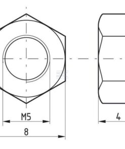 Tuerca hexagonal DIN934 M5x0.80, acero clase 8, Kramp