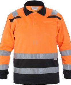 Sudadera Polo, talla L/42, manga larga, naranja/negro, de Hydrowear