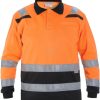 Sudadera Polo, talla 3XL/48, manga larga, naranja/negro, de Hydrowear