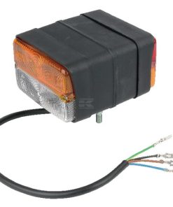Luz de posición e intermitencia halógena, delantera / trasera, rectangular, roja / ámbar / transparente, atornillable, 120 x 80 x 136 mm, enchufe plano de 4-pines, Cobo