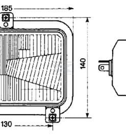 Inserto de faro halógeno, rectangular, transparente, 167 x 74 x 74mm, Cobo