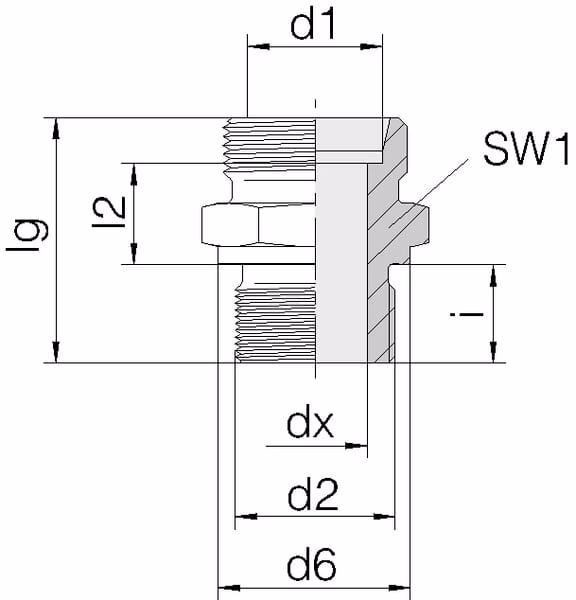 Racor para unión tubos con ovalillos, 22L M30 x 2,0 - BSP 3/4" - Macho 3 Racor para unión tubos con ovalillos, 22L M30 x 2,0 - BSP 3/4" - Macho