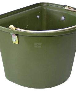 Pesebre portátil con ganchos y asa metálica, oliva, 12L