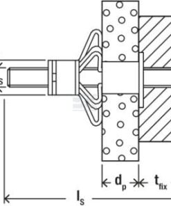 Cavity fixing HM 6x52S metric screw 50x