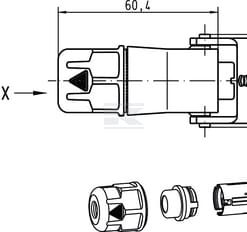 Conector hembra 3P,PE, Harax