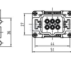 Inserto macho, terminal crimp.