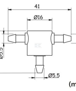 Válvula de retención 3 salidas, Ø5,5 mm, para mangueras de 3-4 mm de diámetro interior