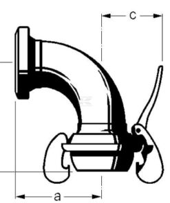 Acoplamiento acodado 3", macho-hembra a 90º, Bauer