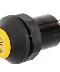 Pulsador, ventilador, redondo, amarillo