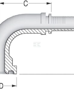 Racor para engastar con brida DN40 - 79,4 90°