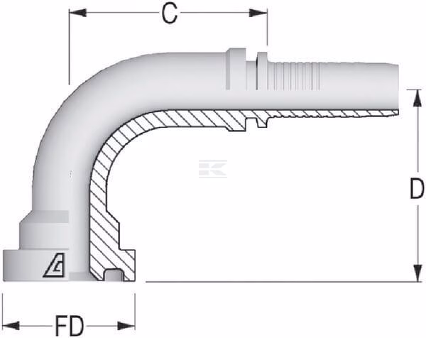 Racor para engastar con brida DN40 - 79,4 90°