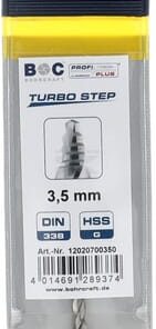 Broca 3,5 mm HSS-DIN 338-G TURBO STEP