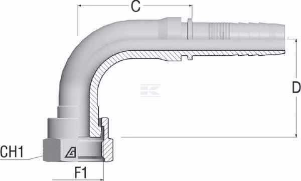 Inserto hembra NS-DN20-1.7/16" ORFS 90º 2 Inserto hembra NS-DN20-1.7/16" ORFS 90º