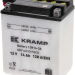 Batería 12 V 14 Ah, 128 A, con pack de ácido, Kramp