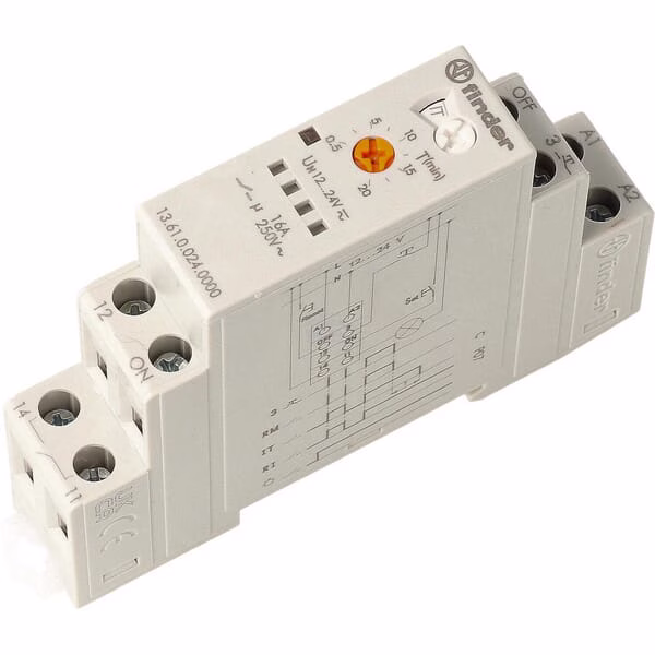 Relé monoestable sin enclavamiento + reseteo 17,5mm. carril 1CO 16A/12.24V AC 3 Relé monoestable sin enclavamiento + reseteo 17,5mm. carril 1CO 16A/12.24V AC
