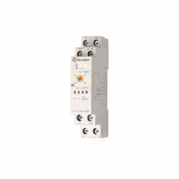 Relé monoestable sin enclavamiento + reseteo 17,5mm. carril 1CO 16A/12.24V AC 4 Relé monoestable sin enclavamiento + reseteo 17,5mm. carril 1CO 16A/12.24V AC