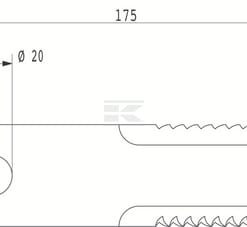 Cuchillo picador de paja 175 x 50 x 4,5 mm dentado Ø20 mm