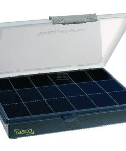 Caja de surtido con 18 compartimentos de polipropileno azul, 2 L de capacidad, 240 x 195 x 43 mm, Pocketbox PCS 5, Raaco