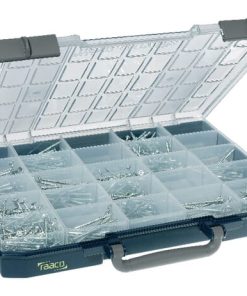Caja de surtido con 25 compartimentos de polipropileno azul/gris, 10 L de capacidad, 413 x 330 x 57 mm, Carry-Lite 55-25/1, Raaco 3 Caja de surtido con 25 compartimentos de polipropileno azul/gris, 10 L de capacidad, 413 x 330 x 57 mm, Carry-Lite 55-25/1, Raaco