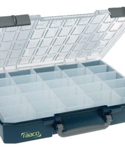 Caja de surtido con 25 compartimentos de polipropileno azul/gris, 13 L de capacidad, 413 x 330 x 79 mm, Carry-Lite 80, Raaco