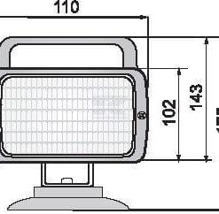 Work light square, 12/24V, transparent, magnetic, 110x110x175mm, Ajba