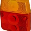 Light lens, amber/red 110x102mm rear Promot
