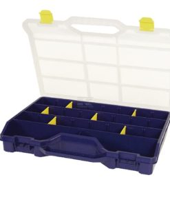 Caja de surtido con 26 compartimentos de polipropileno azul, 21 L de capacidad, 350 x 460 x 81 mm, nº 47-26, Tayg