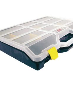 Caja de surtido con 26 compartimentos de polipropileno azul, 21 L de capacidad, 350 x 460 x 81 mm, nº 47-26, Tayg