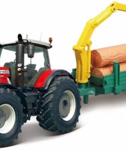 Massey Ferguson 8700 con remolque de troncos