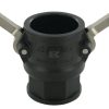 Camlock Tipo D 1.1/4" rosca hembra, polipropileno