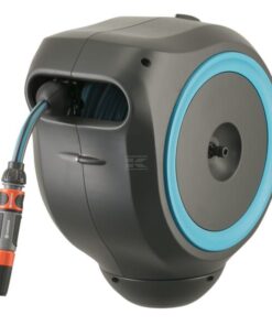 Enrollador de manguera de agua (automático), con soporte a pared articulado, RollUp S, Ø1/2" x 15 m, con pulverizador