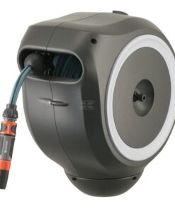 Enrollador de manguera de agua (automático), con soporte a pared articulado, RollUp S, Ø1/2" x 15 m, con pulverizador