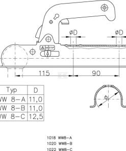 Enganche de bola para 800 kg de 60 mm