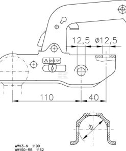 Enganche de bola 1500 kg 45/46 mm