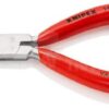 KNIPEX 19 03 130 Alicate de boca redonda con filos de corte (Alicate para joyería) recubiertos de plástico cromado 130 mm