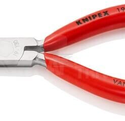 KNIPEX 19 03 130 Alicate de boca redonda con filos de corte (Alicate para joyería) recubiertos de plástico cromado 130 mm