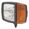 Faro delantero izdo., halógeno rectangular, 12V. transparente/ámbar, atornillable, clavija AMP, Hella