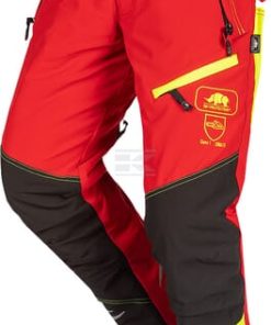 Pantalónes de motosierra, talla 2XL, rojo/amarillo, Ninja