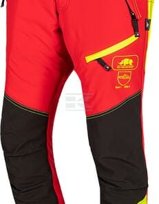 Pantalones de motosierra, talla S, rojo/amarillo, Ninja