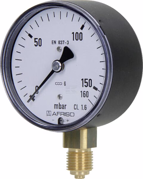 Manómetro 62mm 1/4" 0-160 mbar 1 Manómetro 62mm 1/4" 0-160 mbar