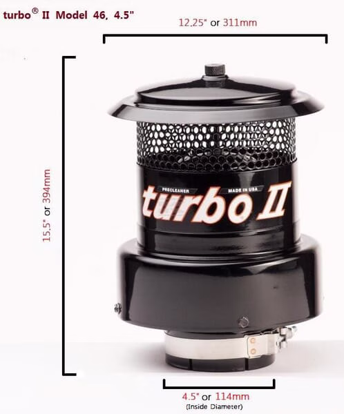Prefiltro aire turbo® 2, tipo 46 de 4.1/2". 2 Prefiltro aire turbo® 2, tipo 46 de 4.1/2".