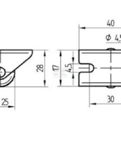 Rueda industrial fija en poliamida: Ø25 x 13 mm, placa de soporte: 40 x 17 mm. Capacidad: 25 kg, Tente