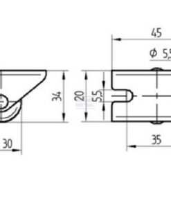 Rueda industrial fija en poliamida: Ø30 x 15 mm, placa de soporte: 45 x 20 mm. Capacidad: 30 kg, Tente